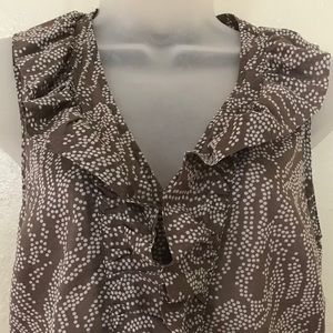 Ann Taylor Petite Cotton Ruffle Button Down 10P